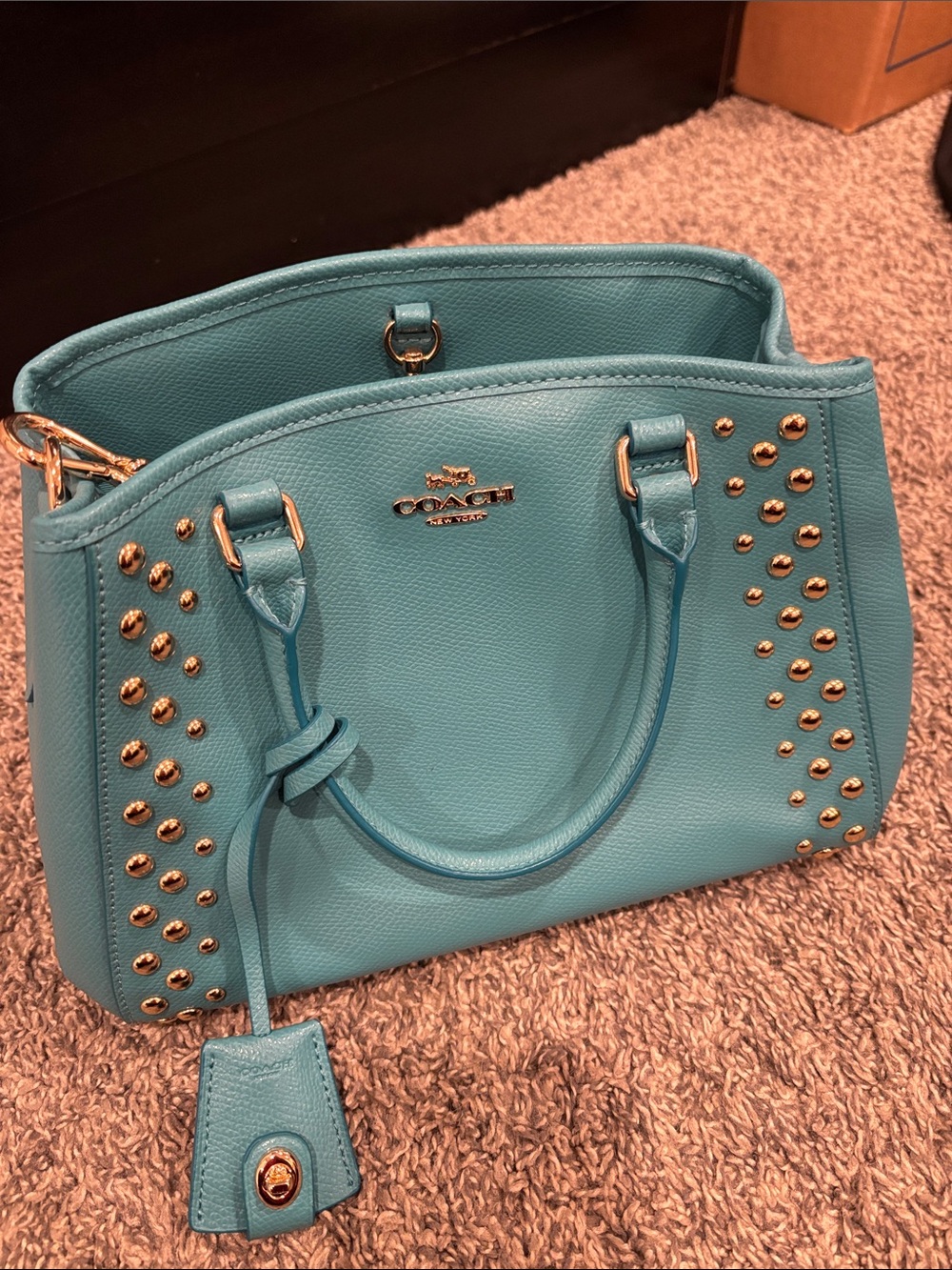 Coach Turquoise Leather Studded Satchel